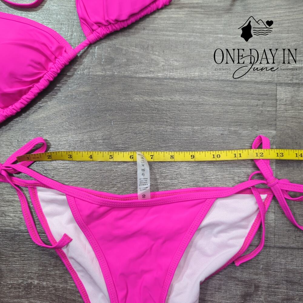 Suvimuga Adjustable Triangle Padded Ruched Bikini Swimsuit Size S - Picture 3 of 5